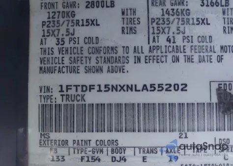 1992 Ford F150 from USA, damaged, VIN 1FTDF15NXNLA55202